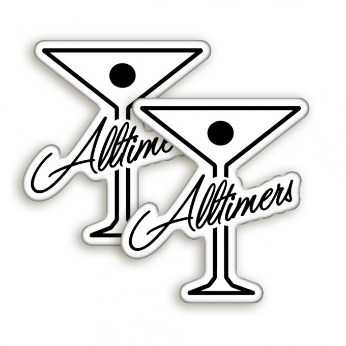 Alltimers Silicone Stickers White with Black Logo 2 pcs
