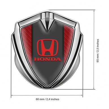 Honda Emblem Badge Self Adhesive Silver Red Carbon Dark Element