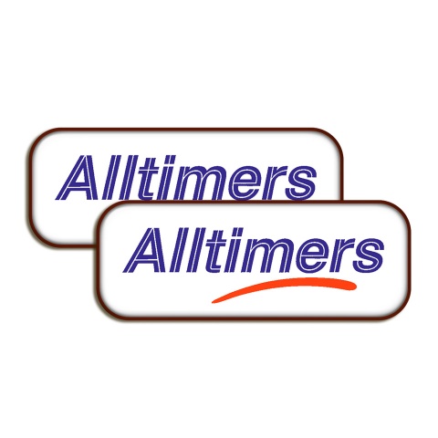 Alltimers Domed Stickers White with Blue Logo 2 pcs