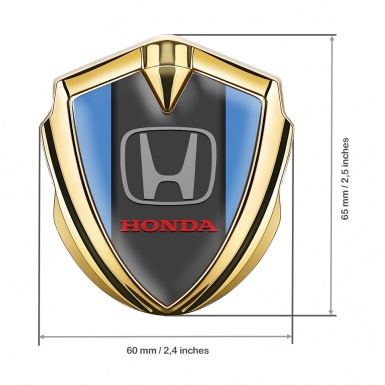 Honda Bodyside Emblem Badge Gold Blue Base Grey Classic Logo