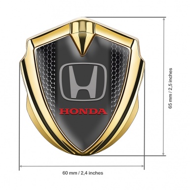 Honda Trunk Metal Emblem Badge Gold Dark Grate Grey Logo Design
