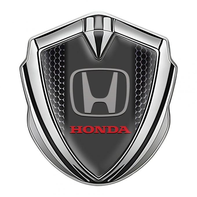 Honda Trunk Metal Emblem Badge Silver Dark Grate Grey Logo Design