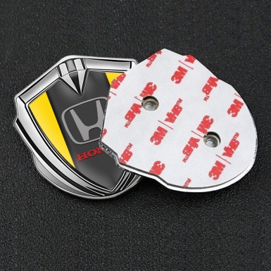 Honda Bodyside Domed Emblem Silver Yellow Grey Base Clean Logo