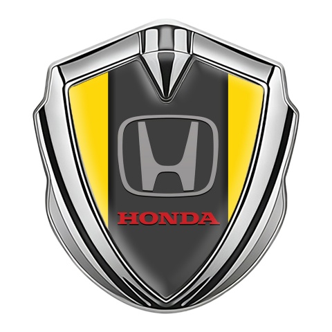Honda Bodyside Domed Emblem Silver Yellow Grey Base Clean Logo