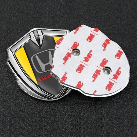 Honda Bodyside Domed Emblem Silver Yellow Grey Base Clean Logo