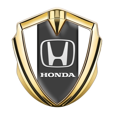 Honda Emblem Self Adhesive Gold White Base Grey Plate Design
