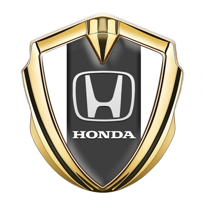 Honda Emblem Self Adhesive Gold White Base Grey Plate Design