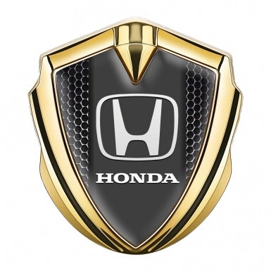 Honda Emblem Trunk Badge Gold Perforated Metal Dark Pilon Design