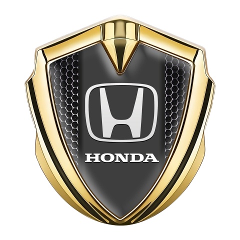 Honda Emblem Trunk Badge Gold Perforated Metal Dark Pilon Design