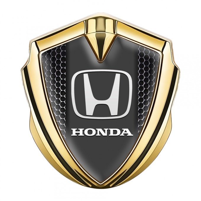 Honda Emblem Trunk Badge Gold Perforated Metal Dark Pilon Design