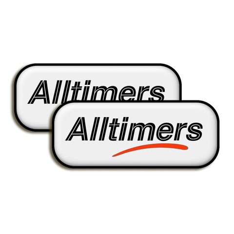 Alltimers Silicone 3D Stickers White with Black Logo 2 pcs