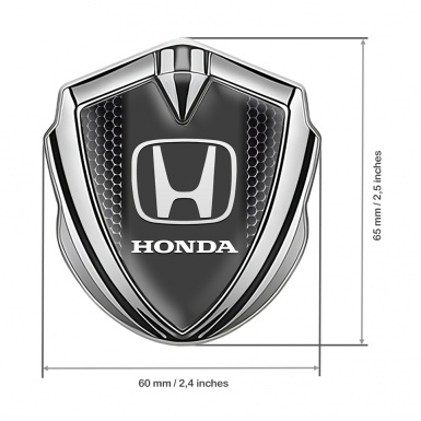 Honda Emblem Trunk Badge Silver Perforated Metal Dark Pilon Design