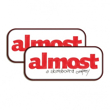 Almost Silicone Stickers with White with Red Logo 2 pcs