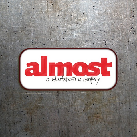 Almost Silicone Stickers with White with Red Logo 2 pcs