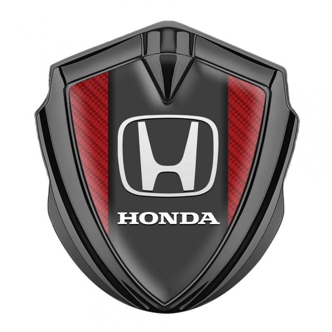 Honda Emblem Self Adhesive Graphite Red Carbon Grey Plate Design