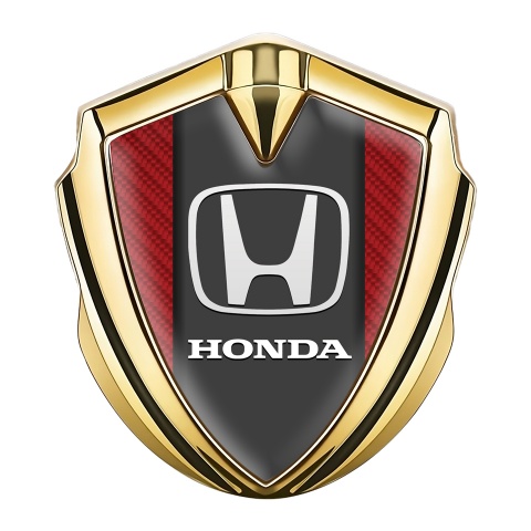 Honda Emblem Self Adhesive Gold Red Carbon Grey Plate Design