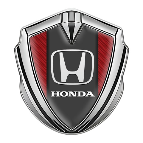 Honda Emblem Self Adhesive Silver Red Carbon Grey Plate Design