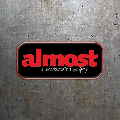 Almost Silicone Stickers Black with Red Logo 2 pcs