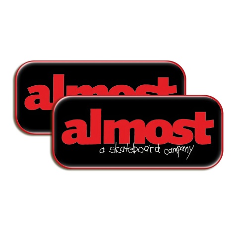 Almost Silicone Stickers Black with Red Logo 2 pcs