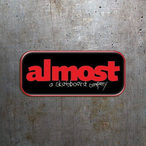 Almost Silicone Stickers Black with Red Logo 2 pcs