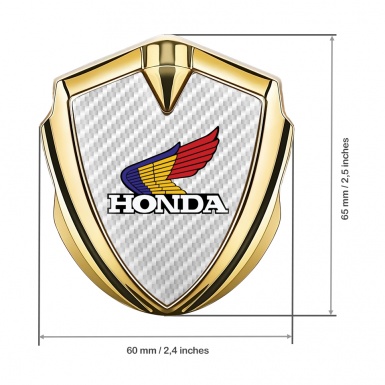 Honda Emblem Fender Badge Gold White Carbon Tricolor Logo