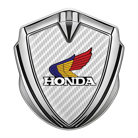 Honda Emblem Fender Badge Silver White Carbon Tricolor Logo