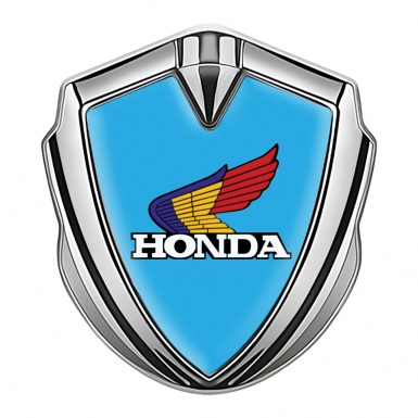 Honda Fender Emblem Metal Silver Blue Base Tricolor Design