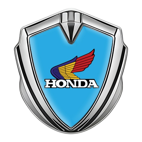 Honda Fender Emblem Metal Silver Blue Base Tricolor Design