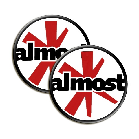 Almost Silicone 3D Stickers White with Red Logo 2 pcs