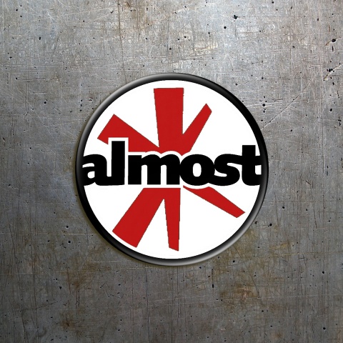 Almost Silicone 3D Stickers White with Red Logo 2 pcs