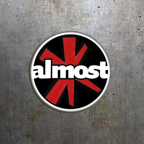 Almost Silicone 3D Stickers Black with White Logo 2 pcs