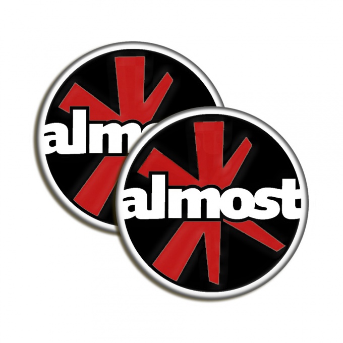 Almost Silicone 3D Stickers Black with White Logo 2 pcs