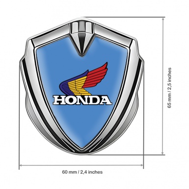 Honda Metal Emblem Self Adhesive Silver Dark Blue Color Design