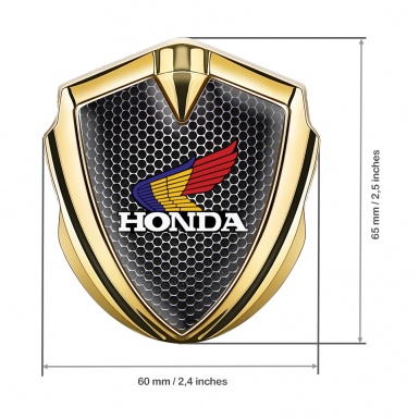 Honda 3D Car Metal Domed Emblem Gold Steel Grate Color Logo