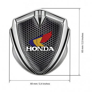 Honda 3D Car Metal Domed Emblem Silver Steel Grate Color Logo