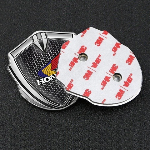 Honda 3D Car Metal Domed Emblem Silver Steel Grate Color Logo