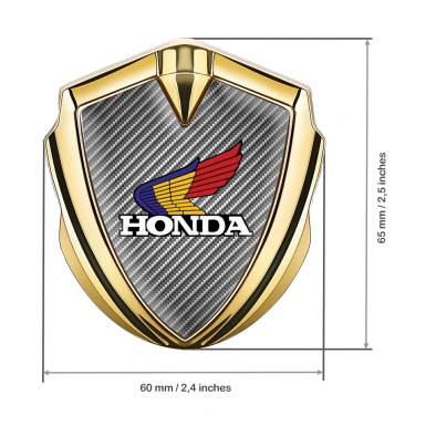 Honda Bodyside Emblem Self Adhesive Gold Light Carbon Tricolor Logo