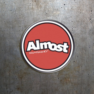 Almost Skateboards Domed Stickers Red with White Logo 2 pcs