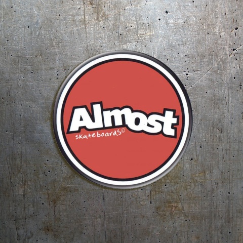 Almost Skateboards Domed Stickers Red with White Logo 2 pcs
