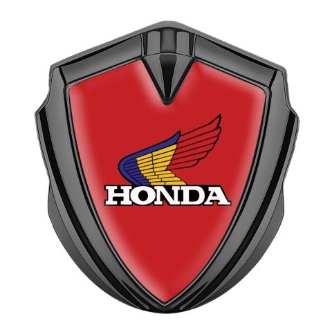 Honda Emblem Badge Self Adhesive Graphite Red Base Tricolor Logo