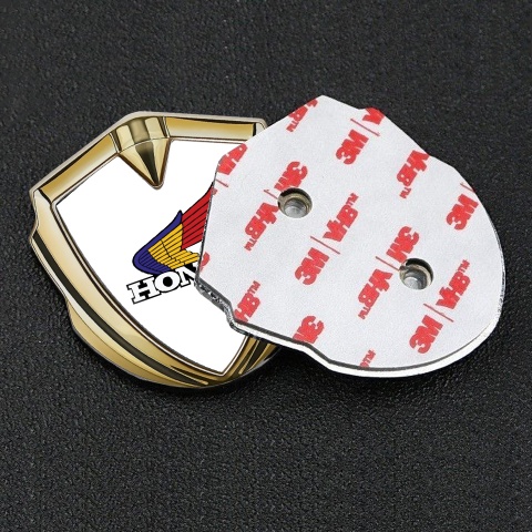 Honda Emblem Fender Badge Gold White Base Tricolor Motif