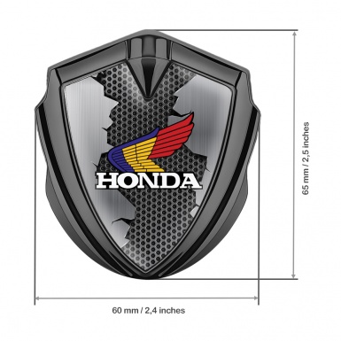 Honda Emblem Trunk Badge Graphite Hexagon Torn Metal Design