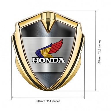 Honda Bodyside Emblem Badge Gold Brushed Steel Tricolor Edition