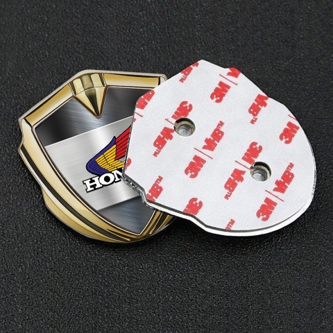 Honda Bodyside Emblem Badge Gold Brushed Steel Tricolor Edition
