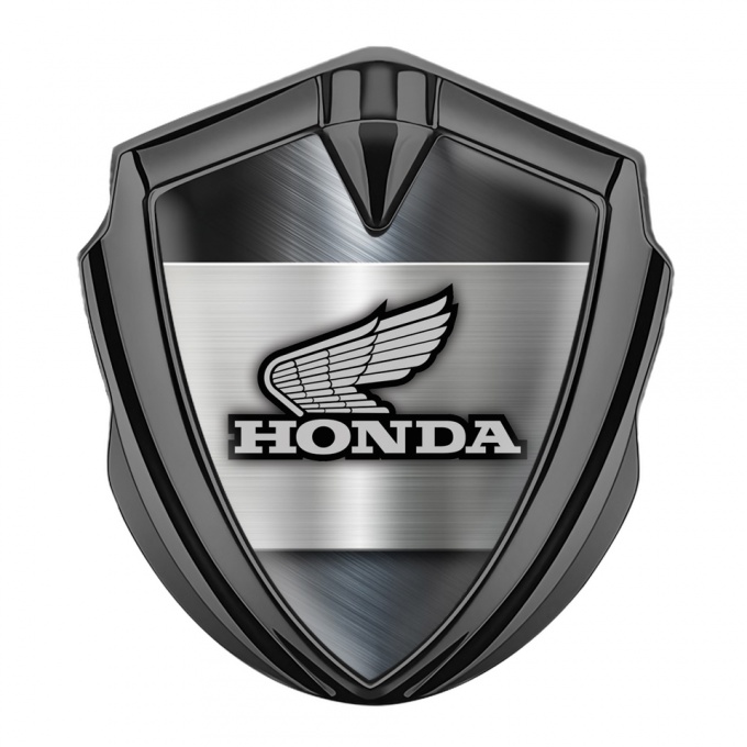 Honda Trunk Emblem Badge Graphite Steel Plate Greyscale Edition