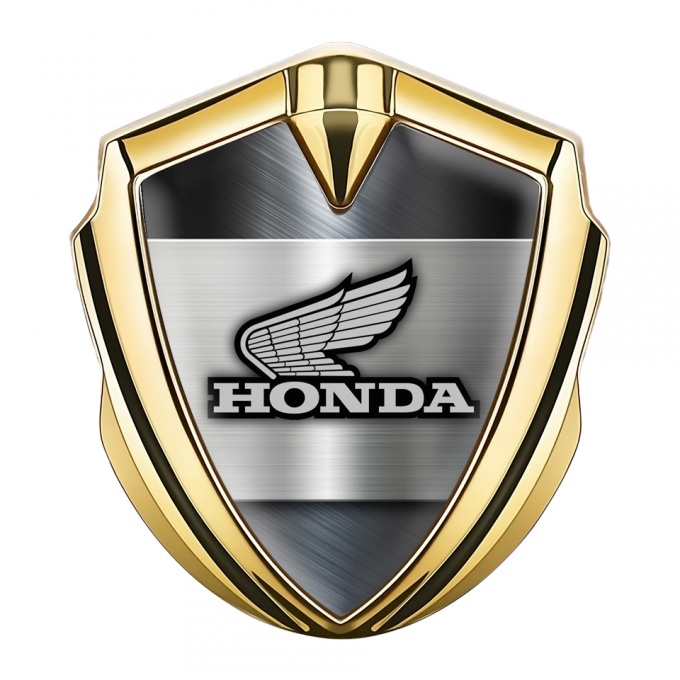 Honda Trunk Emblem Badge Gold Steel Plate Greyscale Edition