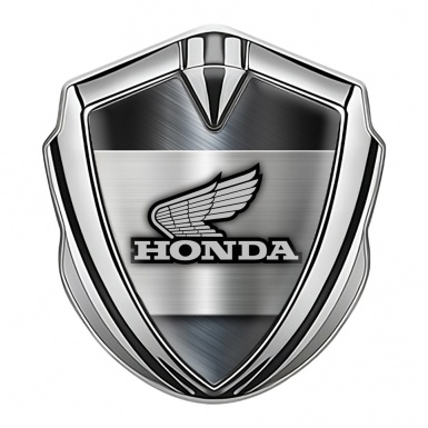 Honda Trunk Emblem Badge Silver Steel Plate Greyscale Edition