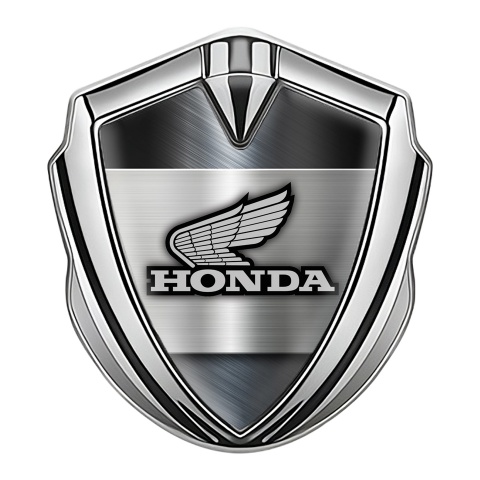 Honda Trunk Emblem Badge Silver Steel Plate Greyscale Edition