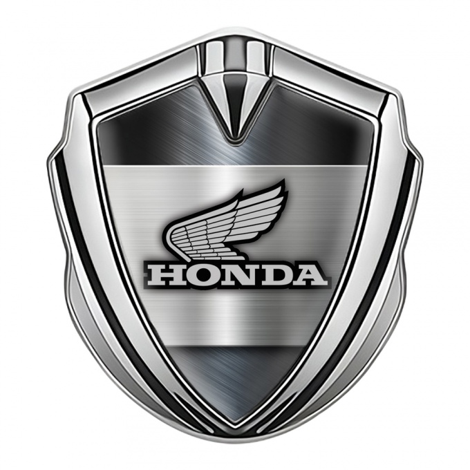 Honda Trunk Emblem Badge Silver Steel Plate Greyscale Edition