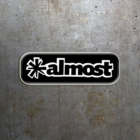 Almost Skateboards Domed Stickers Black with White 2 pcs